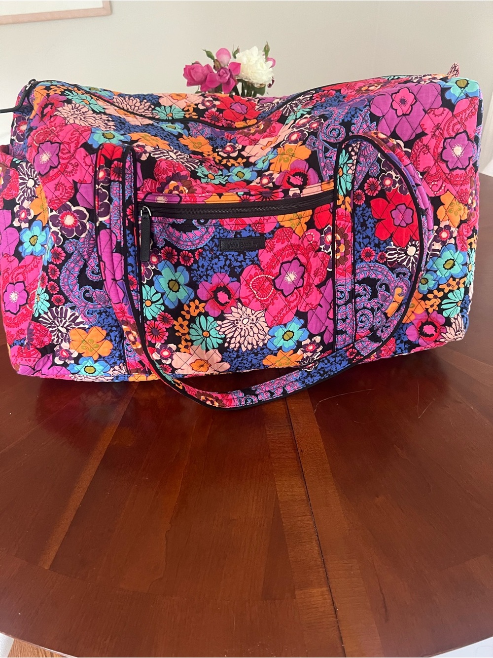 Vera Bradley Multicolor Pink Floral Quilted Travel Duffel